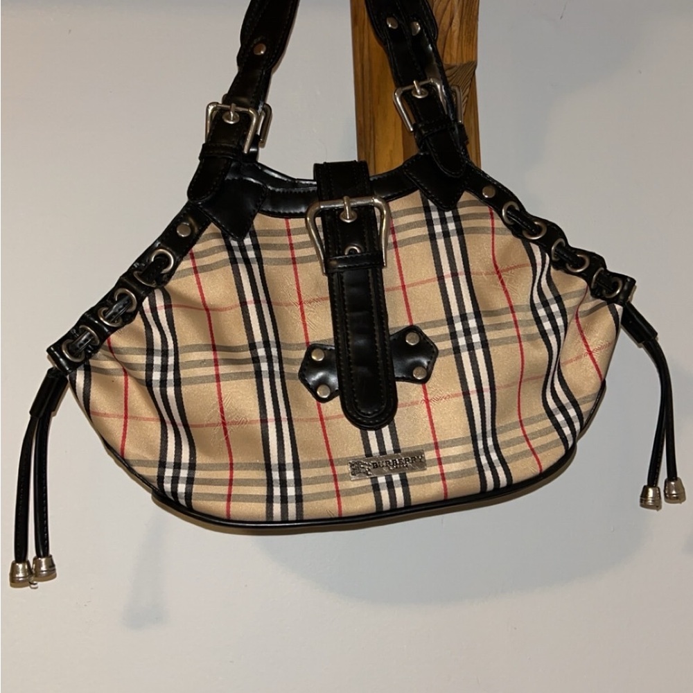 Burberry Checkered Shoulder Bag in Beige and Black
